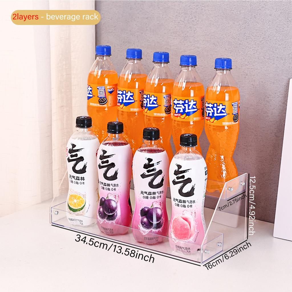 1pc Multi-layer Acrylic Transparent Desktop Beverage Display Organizer, Multifunctional Beer, Cola, Canned Soda, Storage Shelf