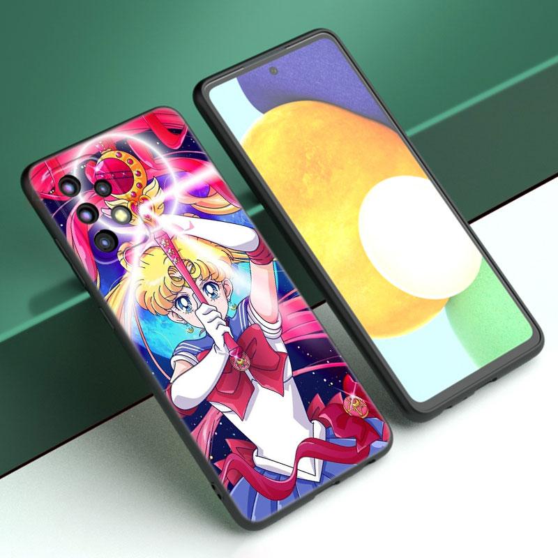 Японский мультяшный чехол Sailor Moom для телефона Samsung A13 A32 4G A23 A25 A34 A35 A52S A53 A54 A55 A73 A12 A14 A15 A31 A33 A50 A51 A72