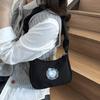 Nylon Canvas Underarm Bag Bow Hobo Bag Sweet Pleated Strap Shoulder Bag  Women
