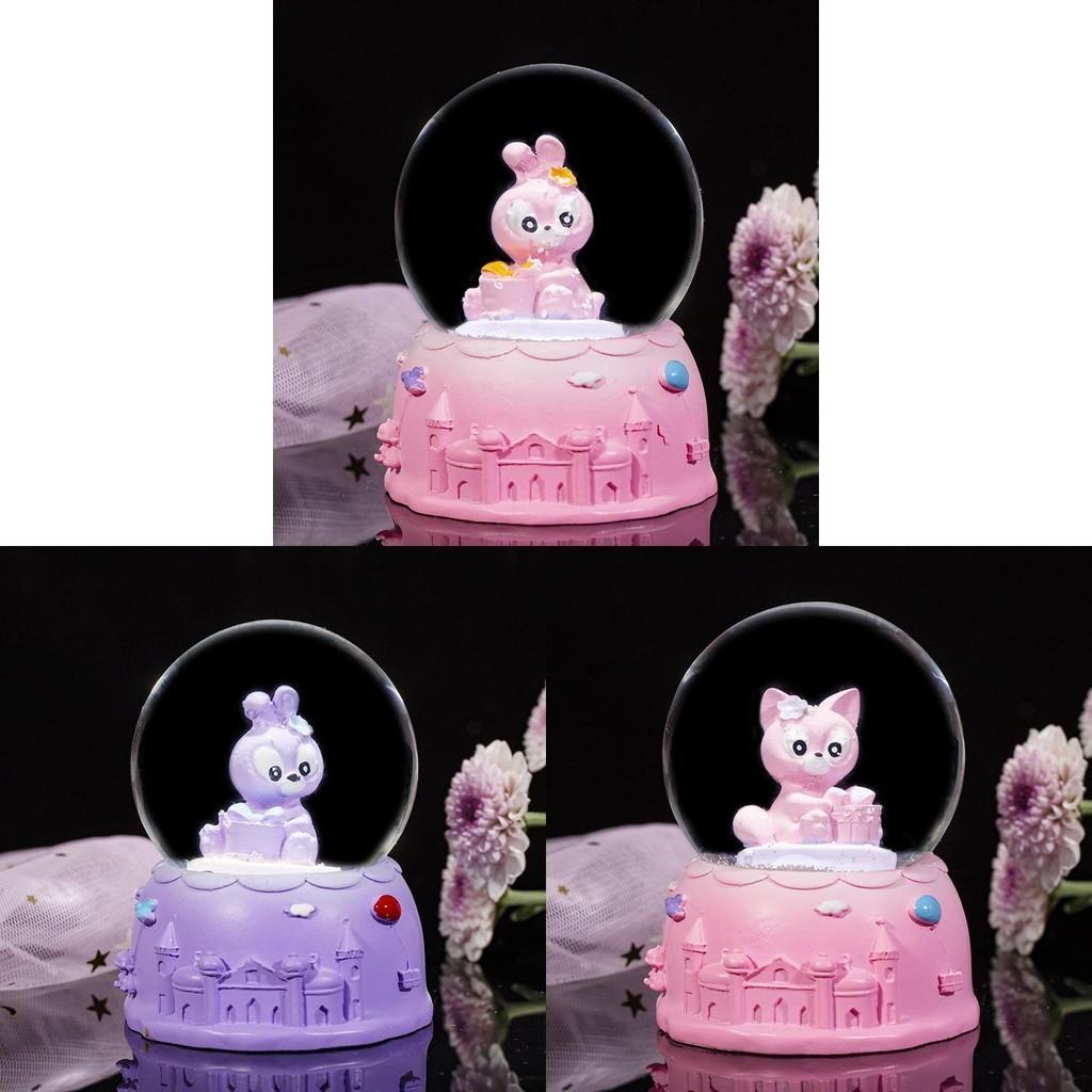Cute Cartoon Cute Rabbit Sparkling Mini Crystal Ball Night Light Cell Button