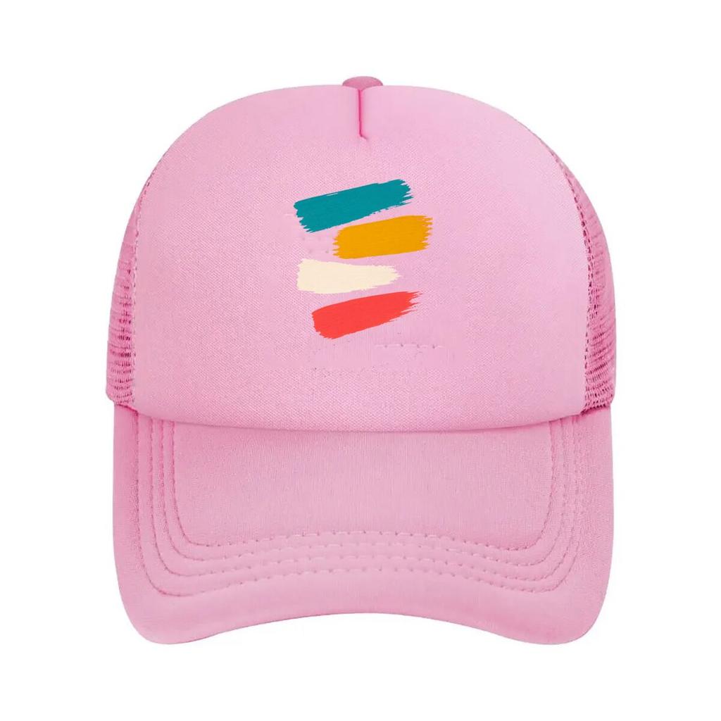 Colorful Abstract Brush Swipe Stripe Mesh Baseball Cap Polyester Forward Observations Hat Adjustable Golf Hat Summer