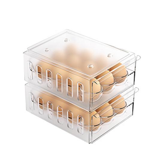 Boîte de Rangement pour Œufs Grande Capacité 36 Œufs Conception à Tiroir à Deux Niveaux Organisateur Transparent pour Réfrigérateur