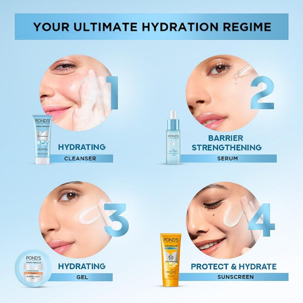 POND'S Hydra Miracle Super Light Gel 200g Moisturizer For Face With Vitamin C & Hyaluronic Acid For 48H Hydration Glow
