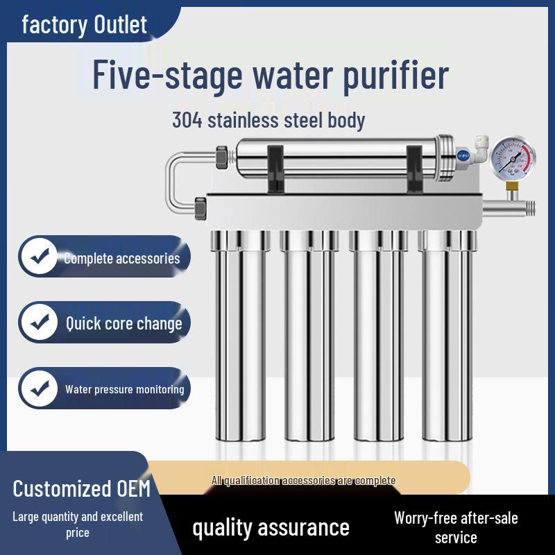 Wall-Mounted Stainless Steel Five-Stage Kitchen Water Purifier for Direct Drinking