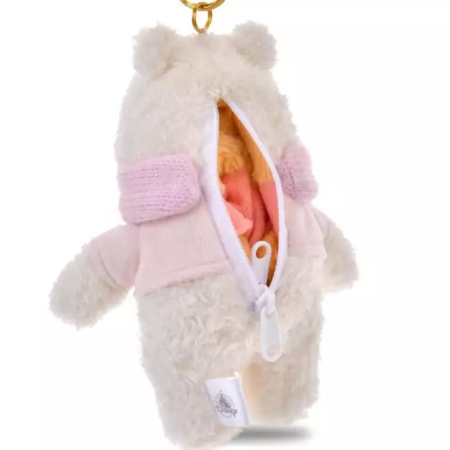 Disney Winnie the Pooh Reversible Plush Keychain ( WHITE POOH ) Japan NEW