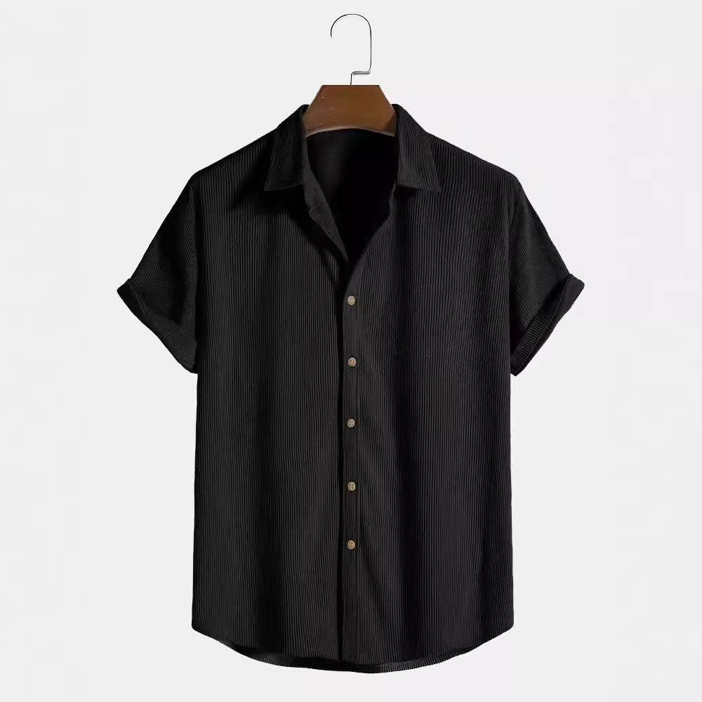 Men's Casual Shirt Fashion Loose Striped Short Sleeve Casual Beach Short Sleeve Shirt