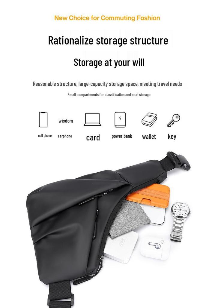 Men's Lightweight Crossbody Chest Bag - Irregular, Simple, Casual, and Trendy for Outdoor Sports