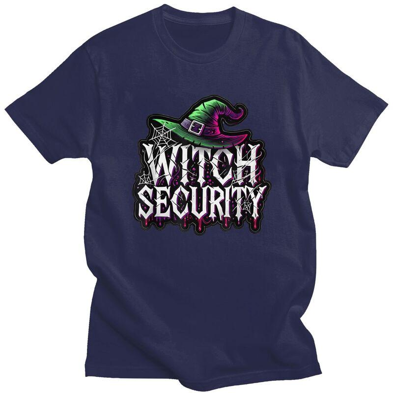 Custom Trendy Witch Security Halloween Joke T Shirt Men Short Sleeve Pure Cotton Tshirt Leisure Tee Tops Streetwear Tshirt