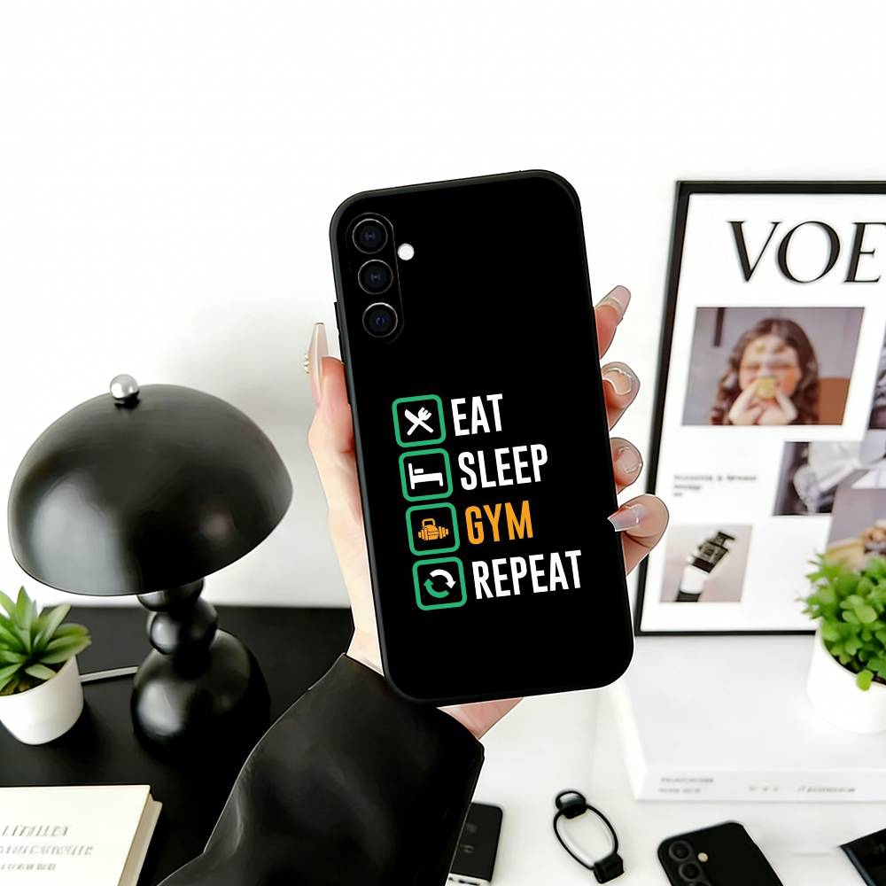 Gym Moode On Phone Case For Samsung Galaxy A73,A72,A71,A70,A53,A52,A51,Soft Silicone Black Cover