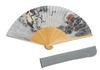 Folding Fan, Wind God and Thunder God, White Circle Carving, Handmade by Kyoto Artisans, Includes Fan Bag and Presentation Box