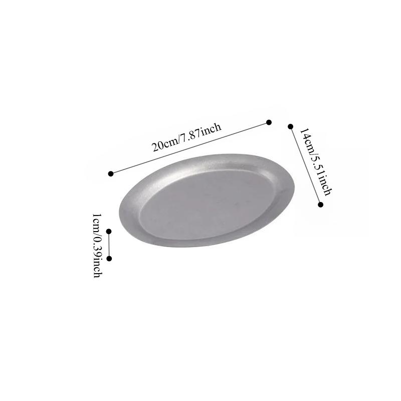 

1 Pcs Japanese Vintage Oval 304 Stainless Steel Restaurant Plate Dessert Tray Kitchen Tableware