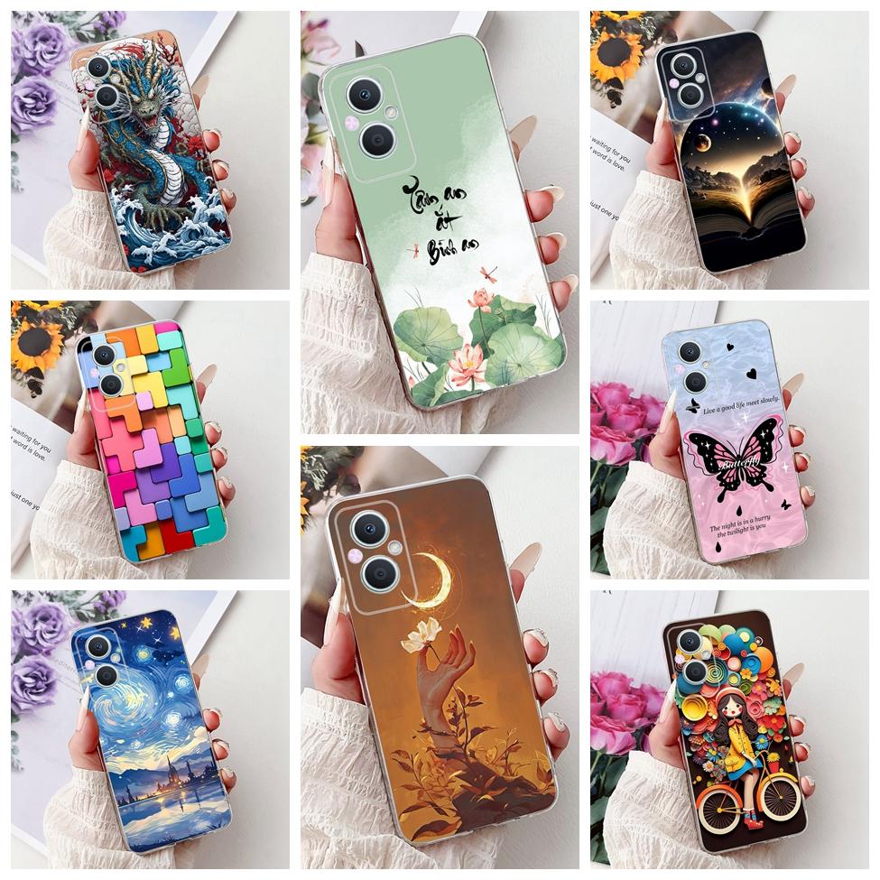 Clear For Oppo Reno 7Z 5G CPH2343 Case For Oppo Reno 8Z 5G CPH2457 Cover Luxury Butterfly Love Fashion Flowers Cool Lion Painted