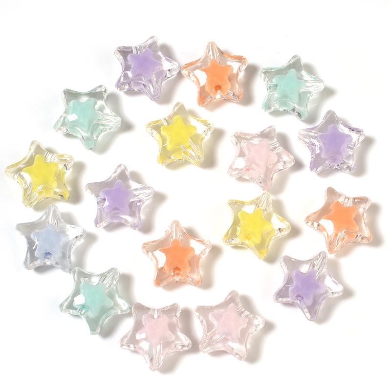 Pack of 50 Colorful Acrylic Star Beads for DIY Bracelets & Phone Chains