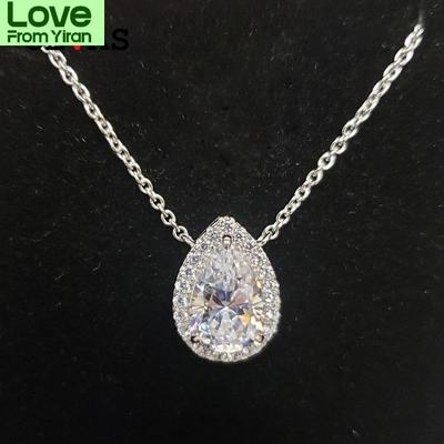 Sparkling 8 *12mm Water Drop High Carbon Diamond Bridal Pendant Necklace 100 %925 Sterling Silver Party Fine Jewelry Gifts