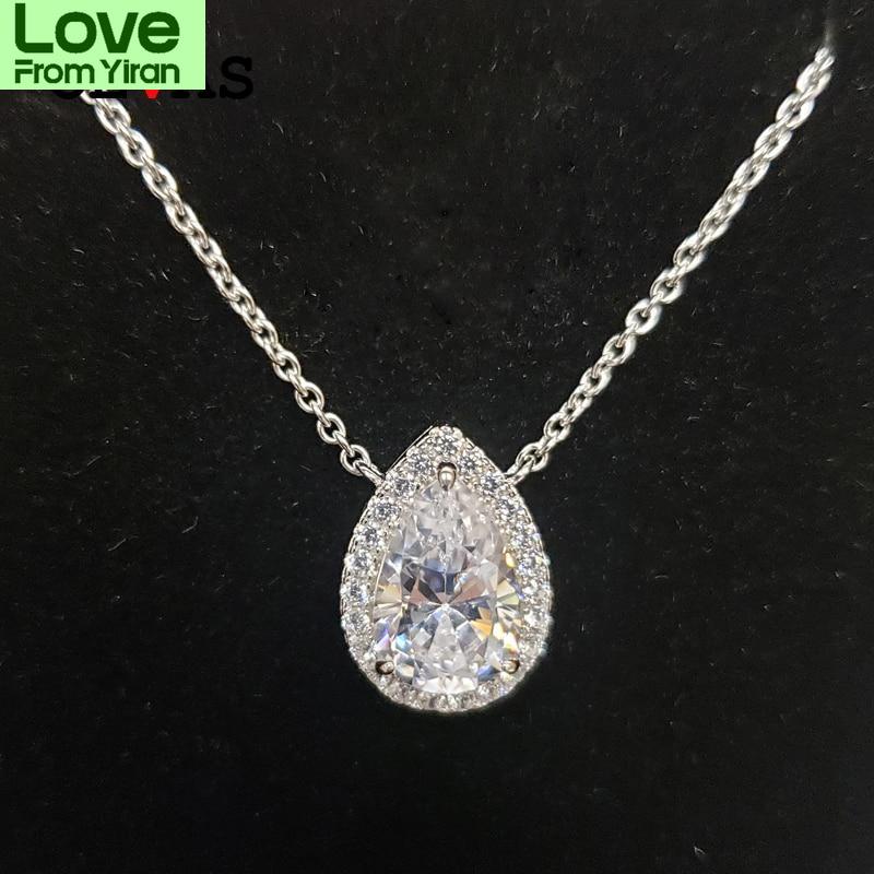 Sparkling 8 *12mm Water Drop High Carbon Diamond Bridal Pendant Necklace 100 %925 Sterling Silver Party Fine Jewelry Gifts