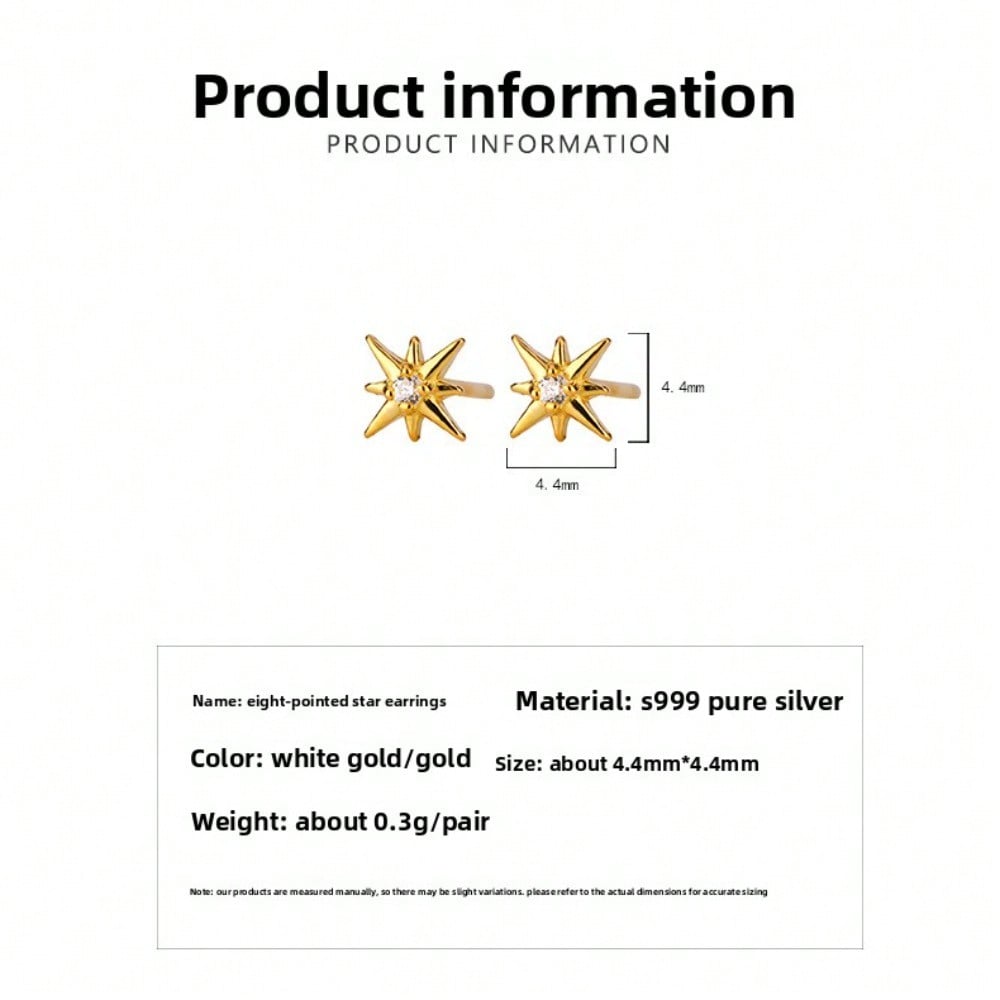 Zircon Octagram Stud Earrings