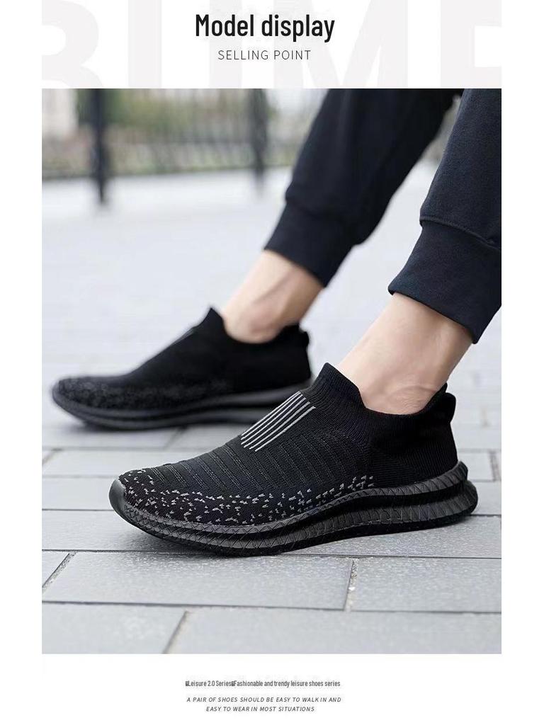 Atmungsaktive Mesh-Laufschuhe im neuen Stil für Herren – weiche Sohle, fliegende gewebte Oberfläche, lässig und bequem.