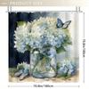 1pc White Hydrangeas Jar Print Shower Curtain, Durable Polyester, Easy Clean, for Bathroom Decor