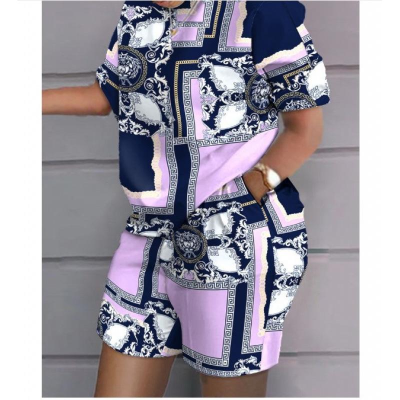 Conjunto de top y pantalones cortos informales de gran tamaño con estampado 3D de verano, conjunto informal de dos piezas informales de moda para mujer, chándales