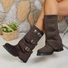 2025 Niche Retro Block Heel Mid-High Boots Western Cowboy Stack Boots Knight Boots Pre-Fall French Women's Boots