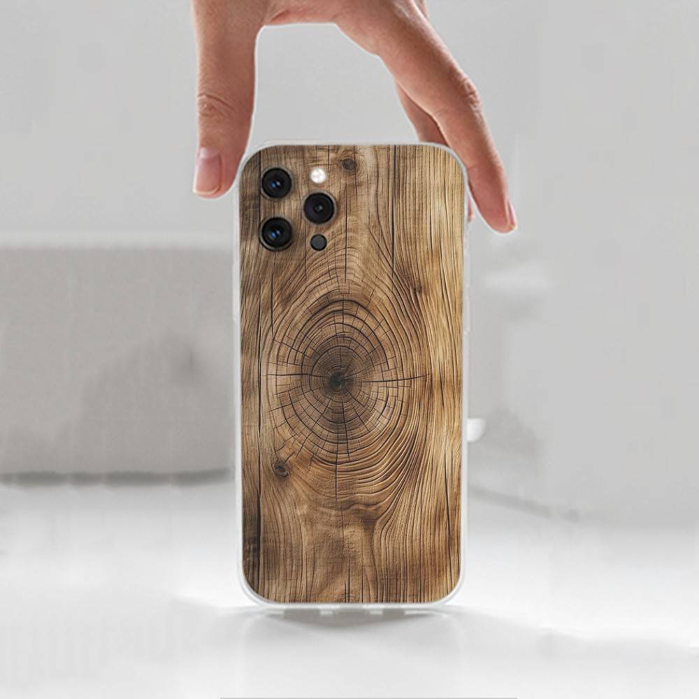 Natural Wood Case For iPhone X,14,16,Mini,XS,SE,12,15,Pro,17,Plus,11,Max,13,XR,Transparent Soft Cover