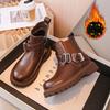 Autumn Girl Boot New Fashion Simple Ankle Boots Anti Slip Soft Sole Comfort Leather Boots Retro Trend Warm Short Kid Boot Botas
