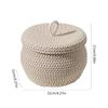 Round Storage Basket with Lid Hand-woven Eggs Baskets Girls Bedroom Organizer Desktop Cosmetic Organizer for Toy Towel top sale