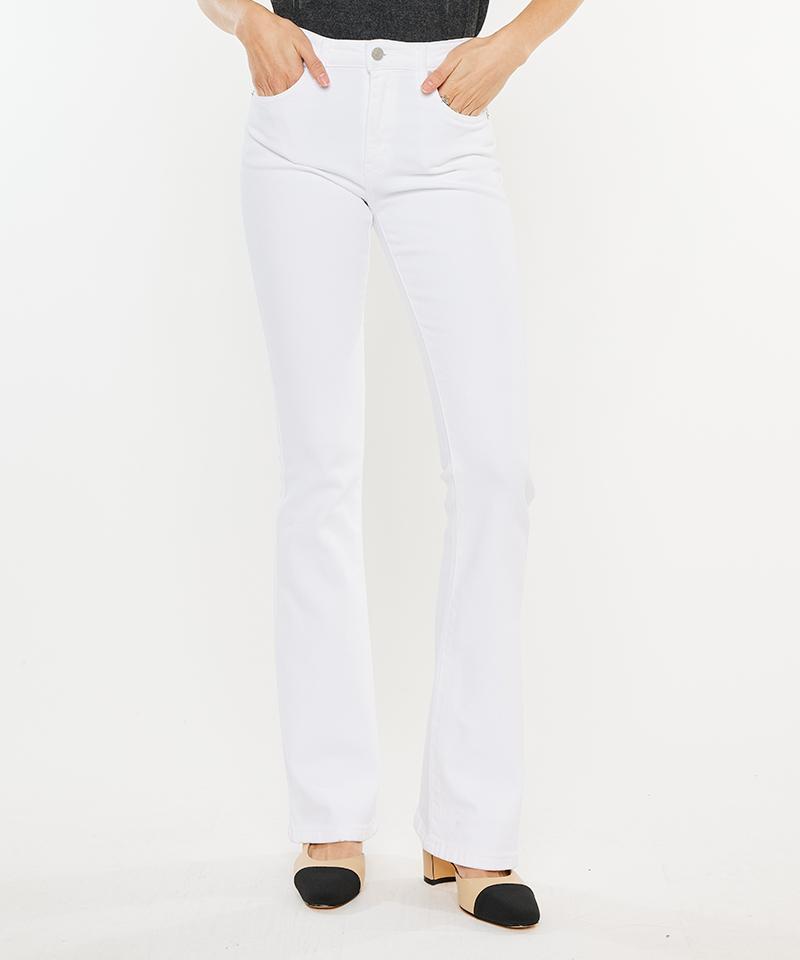 KANCAN High-Waisted Bootcut Jeans Acacia White