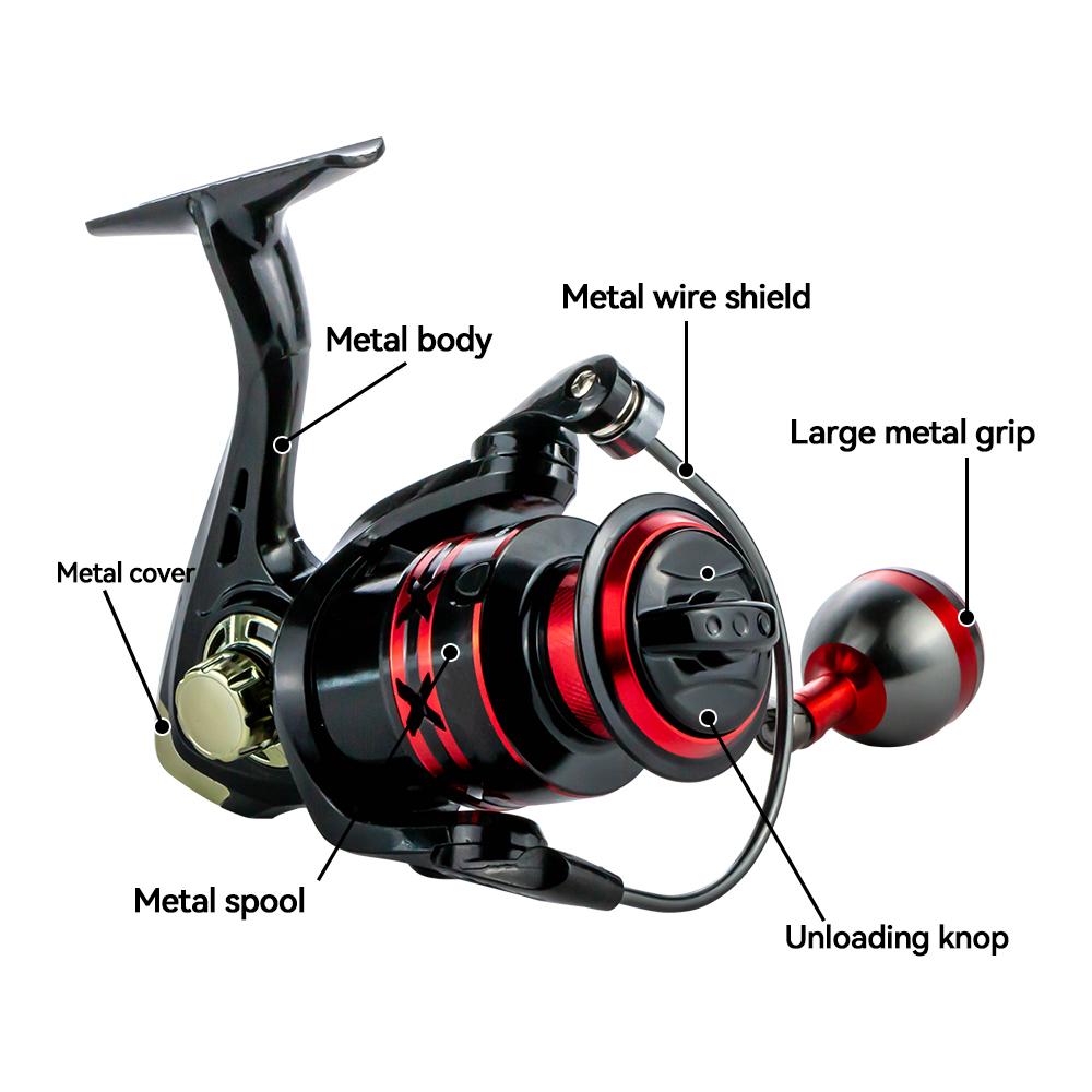 Oem Freshwater Fishing High Speed Metal Handle Spinning Reel Aluminum Spool 5.2:1 Gear Ratio Rock Fishing Reel 2000 Spinning Ree
