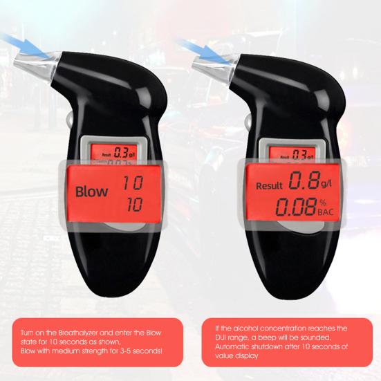 Alcohol Tester High Accuracy Professional Battery Powered Digital Handheld Drunk Driving Tester for Home