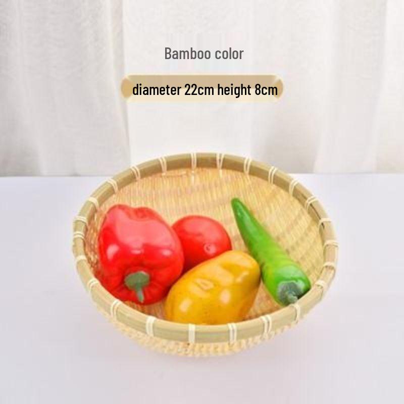 Handwoven Bamboo Winnowing and Storage Basket – Round Basket for Steamed Buns, Fruits, Vegetables, and Draining.