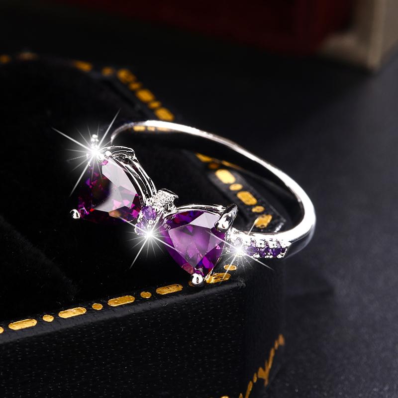 Delicate Purple Zircon Butterfly Ring Ladies Shiny Zircon Ring Jewelry Anniversary Engagement Ring Bestseller Jewelry