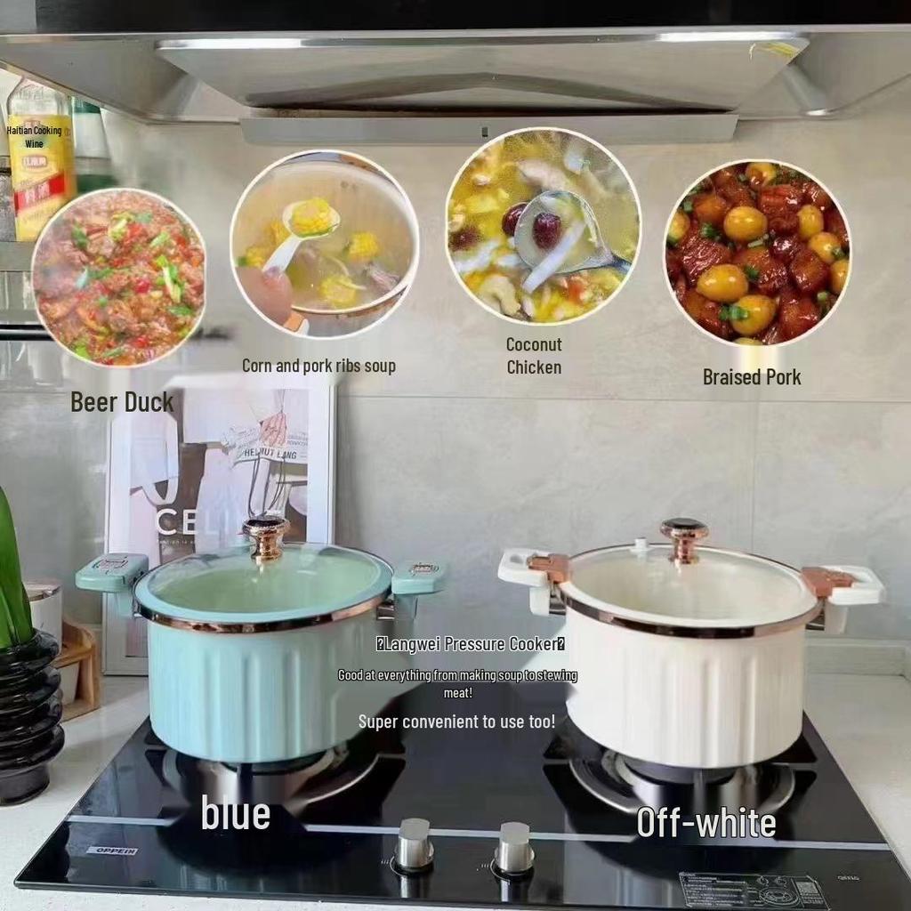 Large Capacity Non-Stick Enamel Soup Pot - Multi-Functional Double-Handled for Low Pressure Cooking