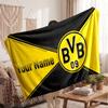 Borussia Dortmund Personalized Fleece Blanket With Football Logo, Custom Name Text Soft Warm Home Throw Blanket