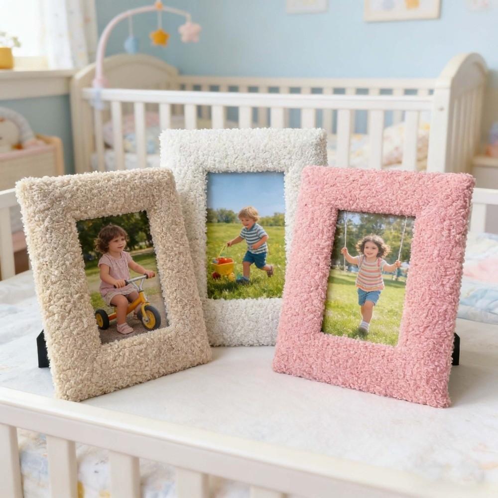 Creative 6/7/8 Inch Picture Frame Fake Fur Picture Frame Ornaments Living Room Decor