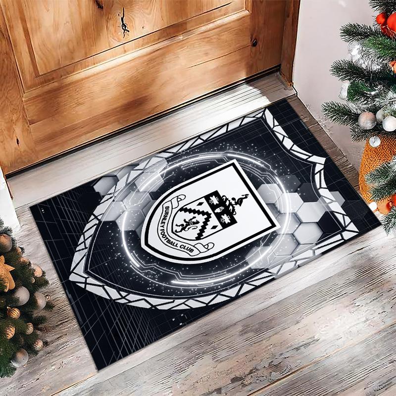 Burnley Football Print Crystal Velvet Rug, Comfortable Water Absorbent Non Slip Indoor Floor Carpet