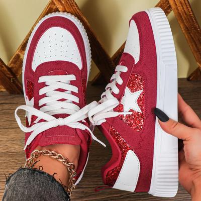 Trendy Women Board Shoes Walking Flats Fashion Sequin Casual Sneakers Daily Versatile Leisure Shoes Breathable Flat Shoes