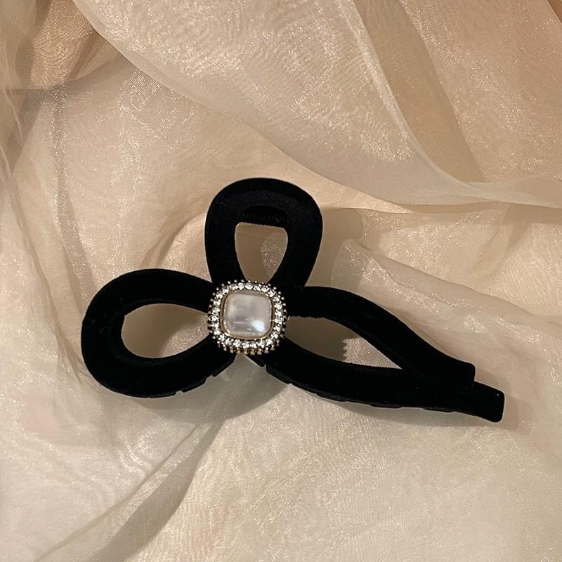 

Black grab clip back head large pearl hairpin 2025 high-end autumn and winter shark clip headgear