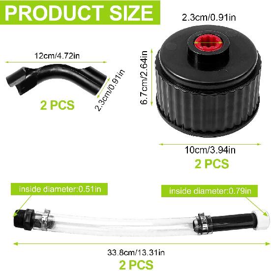 2 Set Of Racing Fuel Filler Hose Kits, PVC, Black, Transparent, 37 X 15 X 8 Cm, 460G, 2 Count, HARDWARE TUBING, Automotive Fuel Hoses, Includes 2