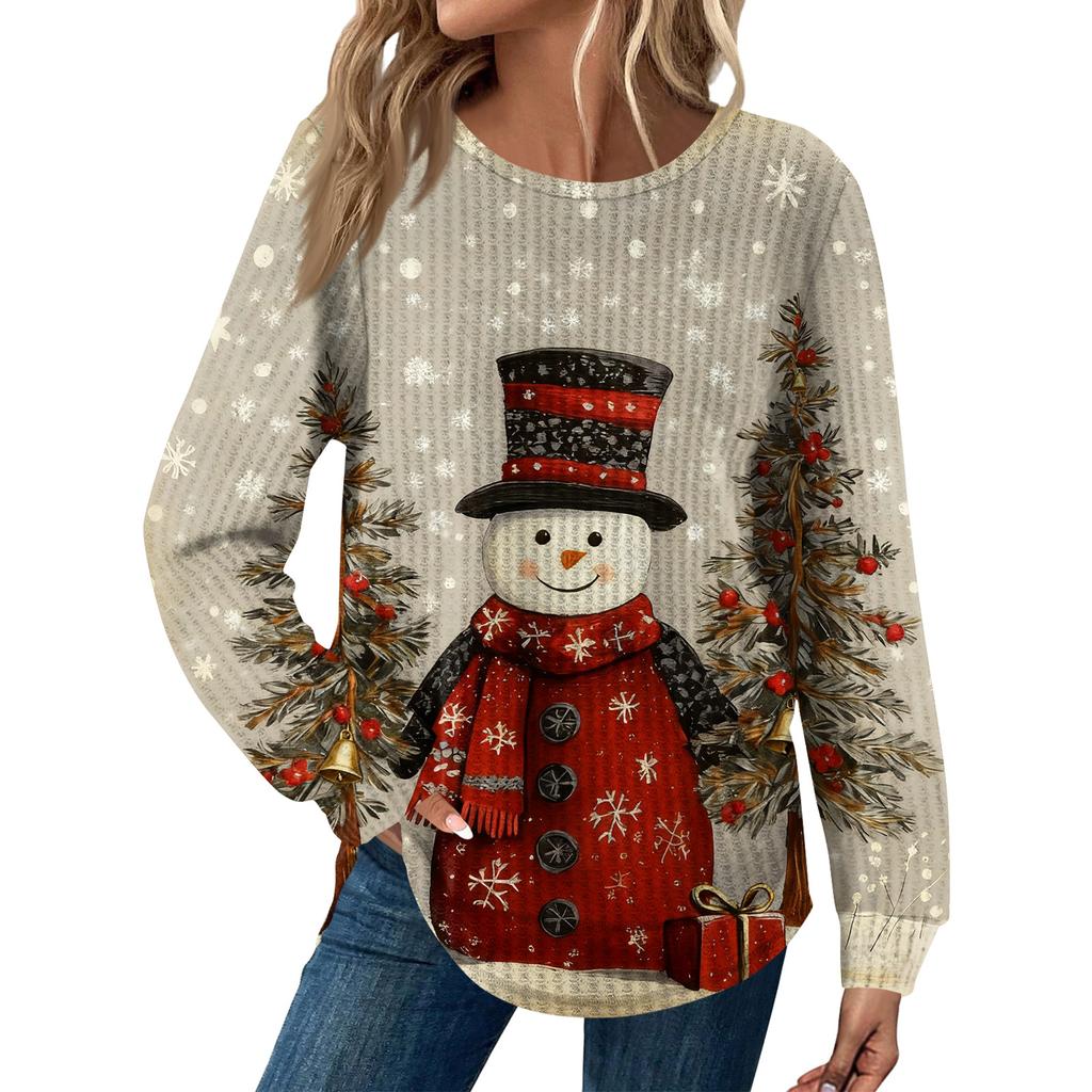 Dámská móda Dlouhý rukáv Vánoční Volný Dlouhý rukáv Kulatý výstřih Ležérní Top