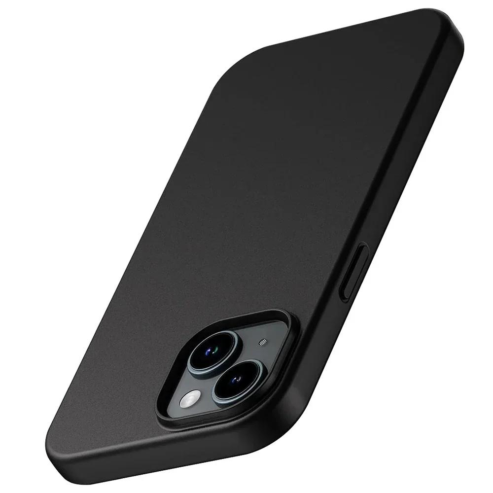 Luxury Matte Silicone Soft Case For iPhone 17 Air 16 Pro 15 14 13 12 11 ProMax Ultra Thin Solid Black Cover For iPhone 17