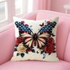 American Flag Butterfly Cushion Cover Natural Linen Pillow Case Double-Sided Print Decorative Sofa Pillowcase Home Decor Gift