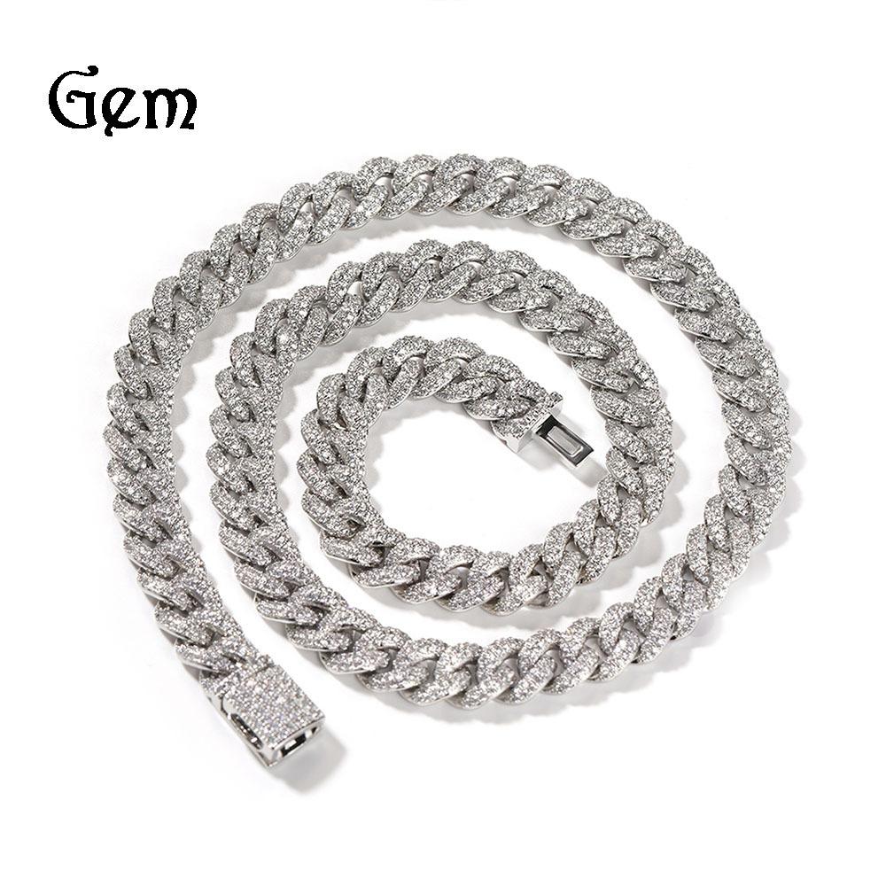 

Trendy Hip Hop Hot Sale Crypto Full Diamond 9MM Cuban Chain Punk Rock Male Personality Necklace Bracelet bracelet 7inch (length 17cm)
