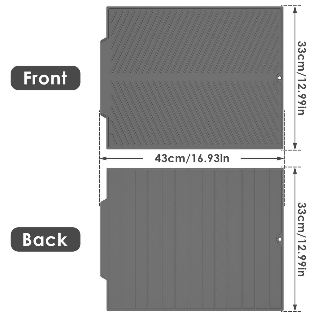 Silicone Dish Drying Mat for Kitchen Counter, Non-Slip Drain Pad with Built-in Drain, Heat Resistant Dish Drying Pad