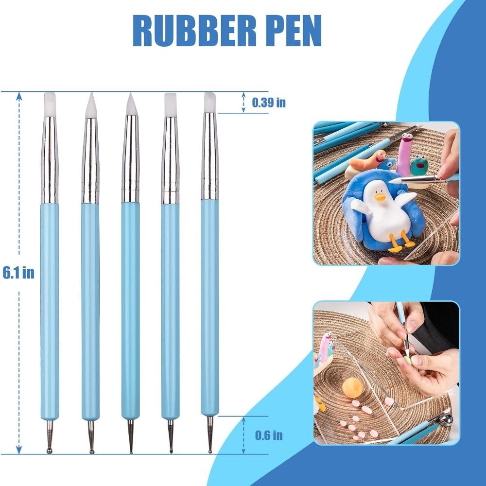 Instrumente Stylus din silicon cu 2 căi, instrumente cu bilă metalică, instrumente DIY Stylus, instrumente ceramice din lut, instrument de indentare