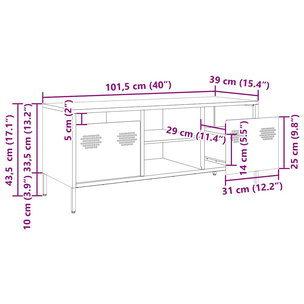 TV Cabinet Mustard Yellow 101.5 X 39 X 43.5 Cm Cold Rolled Steel