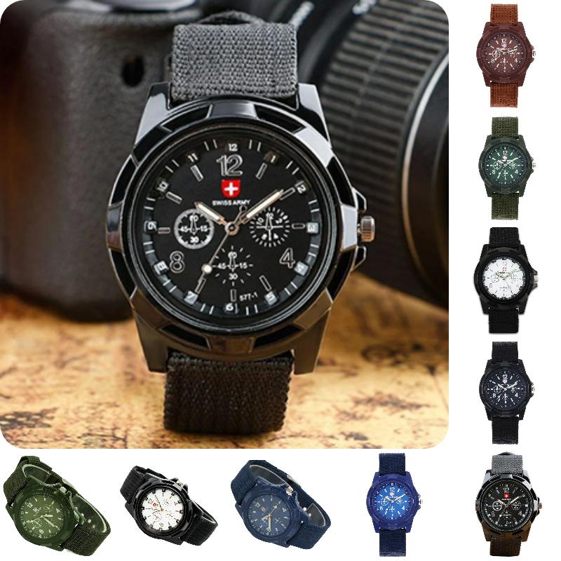Gemius Army Sports Watch Woven Strap Stainless Steel Buckle Daily Use Man Gift