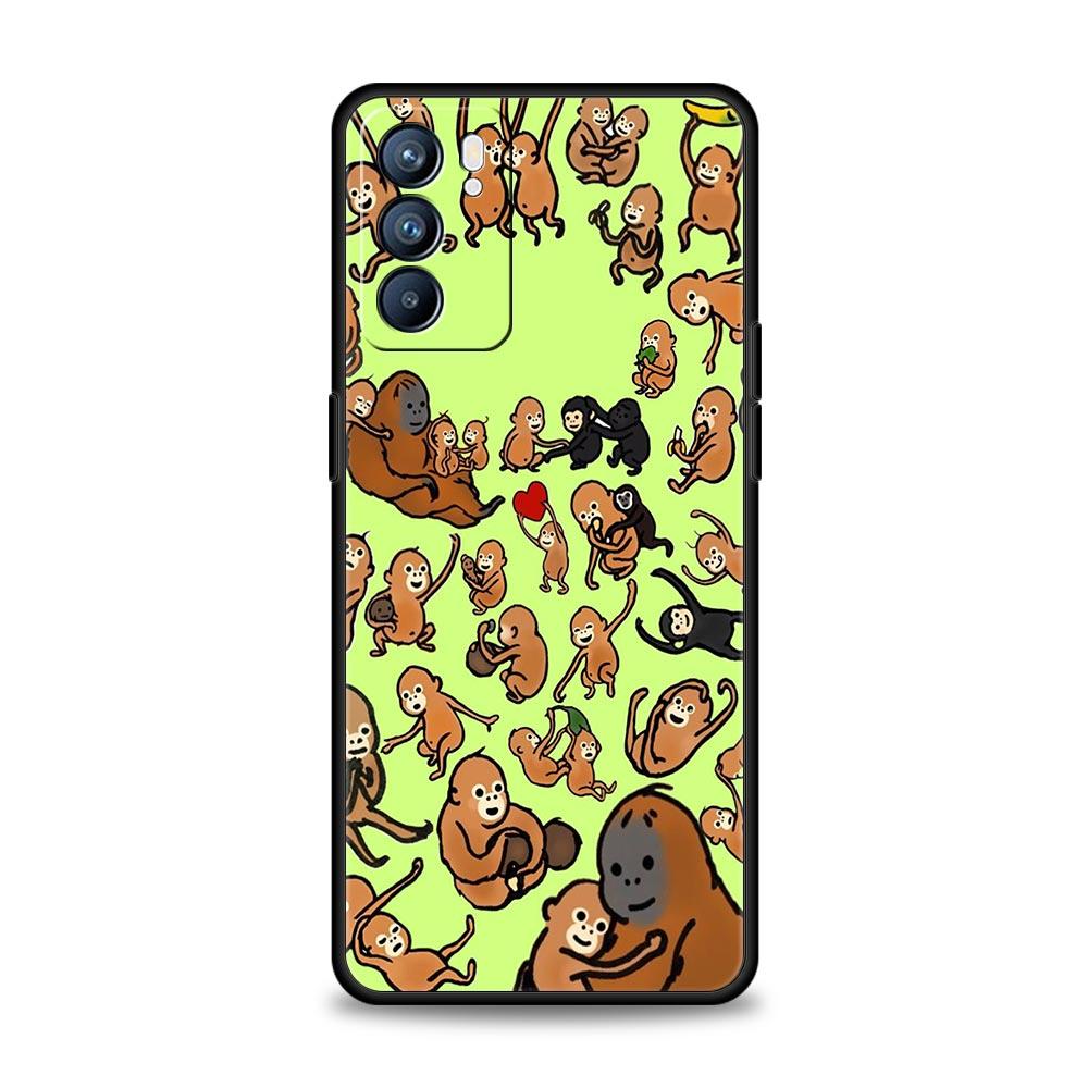Monkey And Banana Phone Case For Oppo A17 A31 A54 A57 A78 A79 A98 Find X5 X6 Reno 6 7 8 10 11 12 13 F Pro 5G Soft TPU Cover Bags