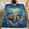 1PC Turtle style  Print FlAannel Blanket, High quality Comfortable for All Seasons, Home Decor, Warmth and Comfort