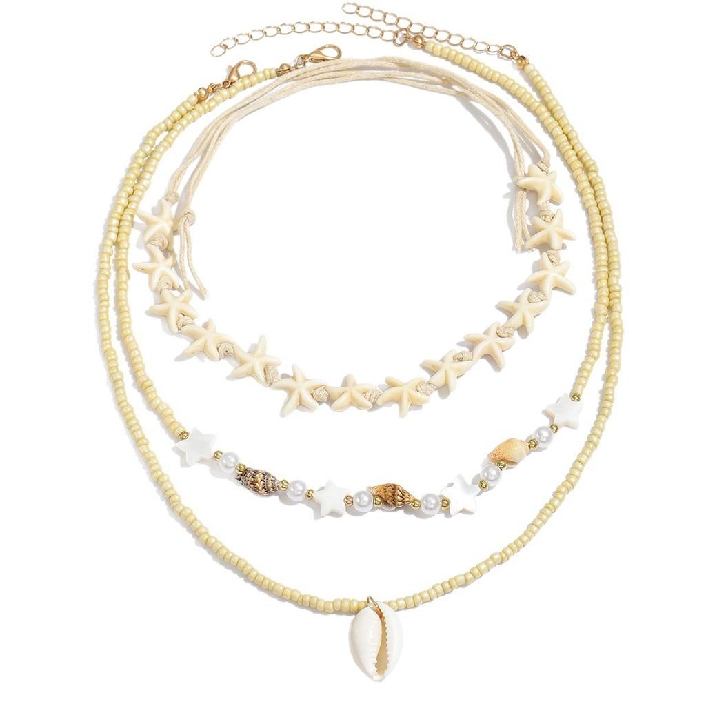Muschel-Perlenkette mit Perlen-Lagen-Design für Damen Sommer